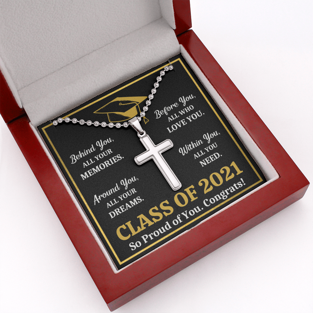 GRADUATION ALL YOU NEED CROSS NECKLACE GIFT SET (BALL CHAIN) - ON CLOUD NINE GIFTS