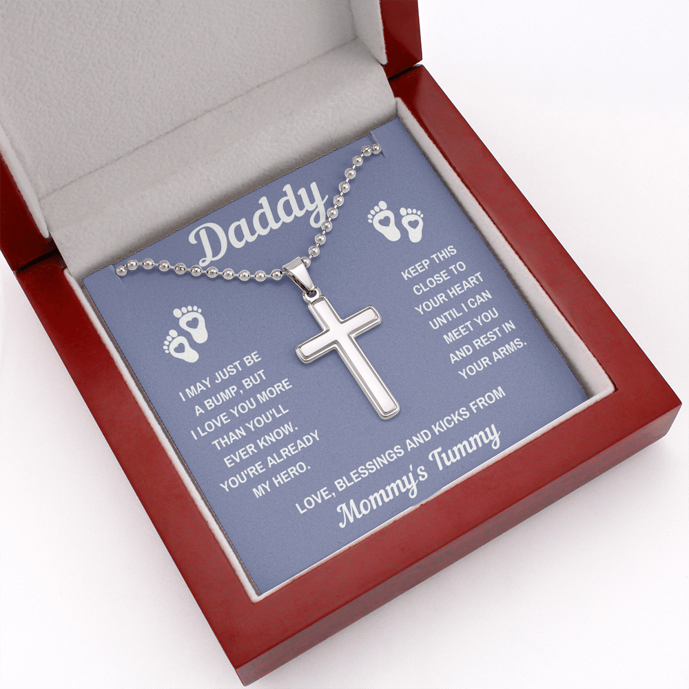 TO MY DADDY HERO GREY CROSS NECKLACE GIFT SET (BALL CHAIN) - ON CLOUD NINE GIFTS