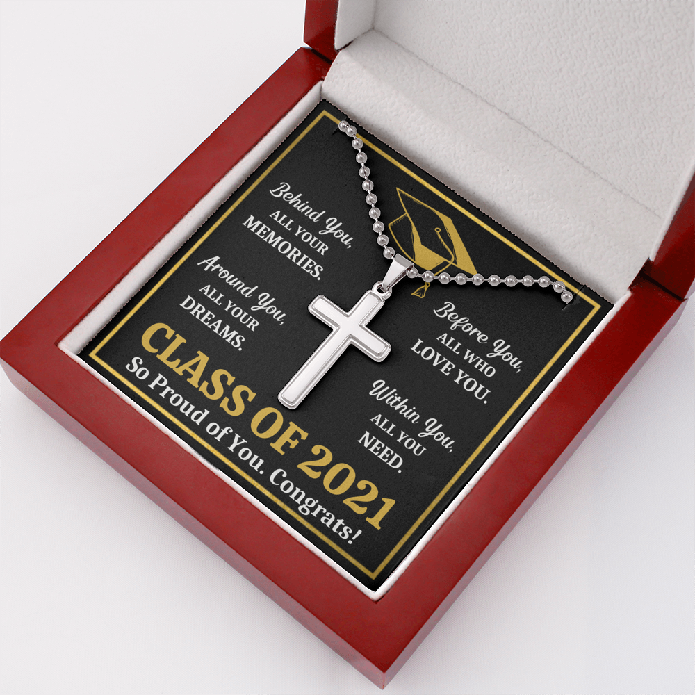 GRADUATION ALL YOU NEED CROSS NECKLACE GIFT SET (BALL CHAIN) - ON CLOUD NINE GIFTS
