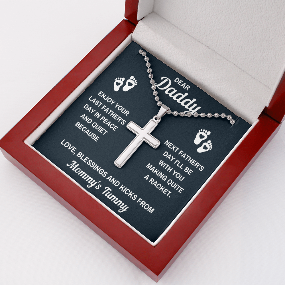 DEAR DADDY PEACE BLACK CROSS NECKLACE GIFT SET (BALL CHAIN) - ON CLOUD NINE GIFTS