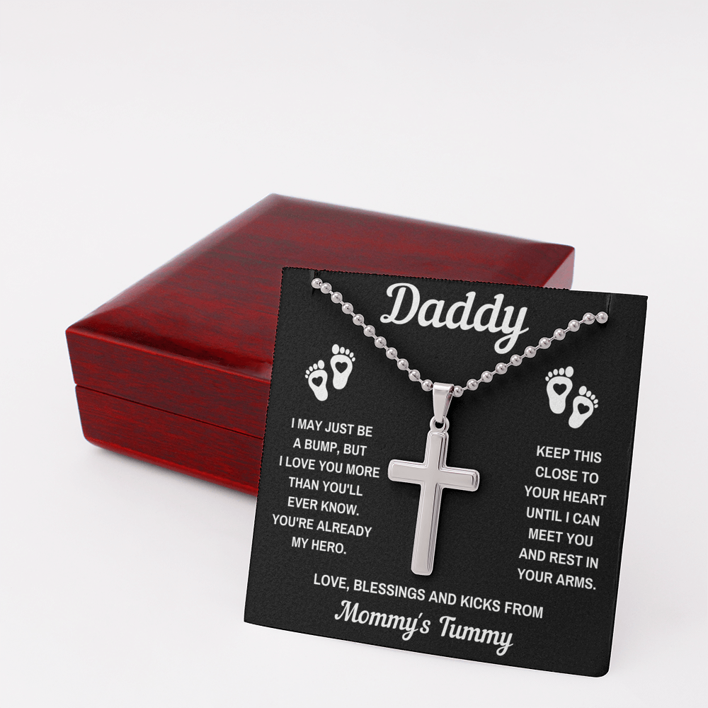 TO MY DADDY HERO BLACK CROSS NECKLACE GIFT SET (BALL CHAIN) - ON CLOUD NINE GIFTS