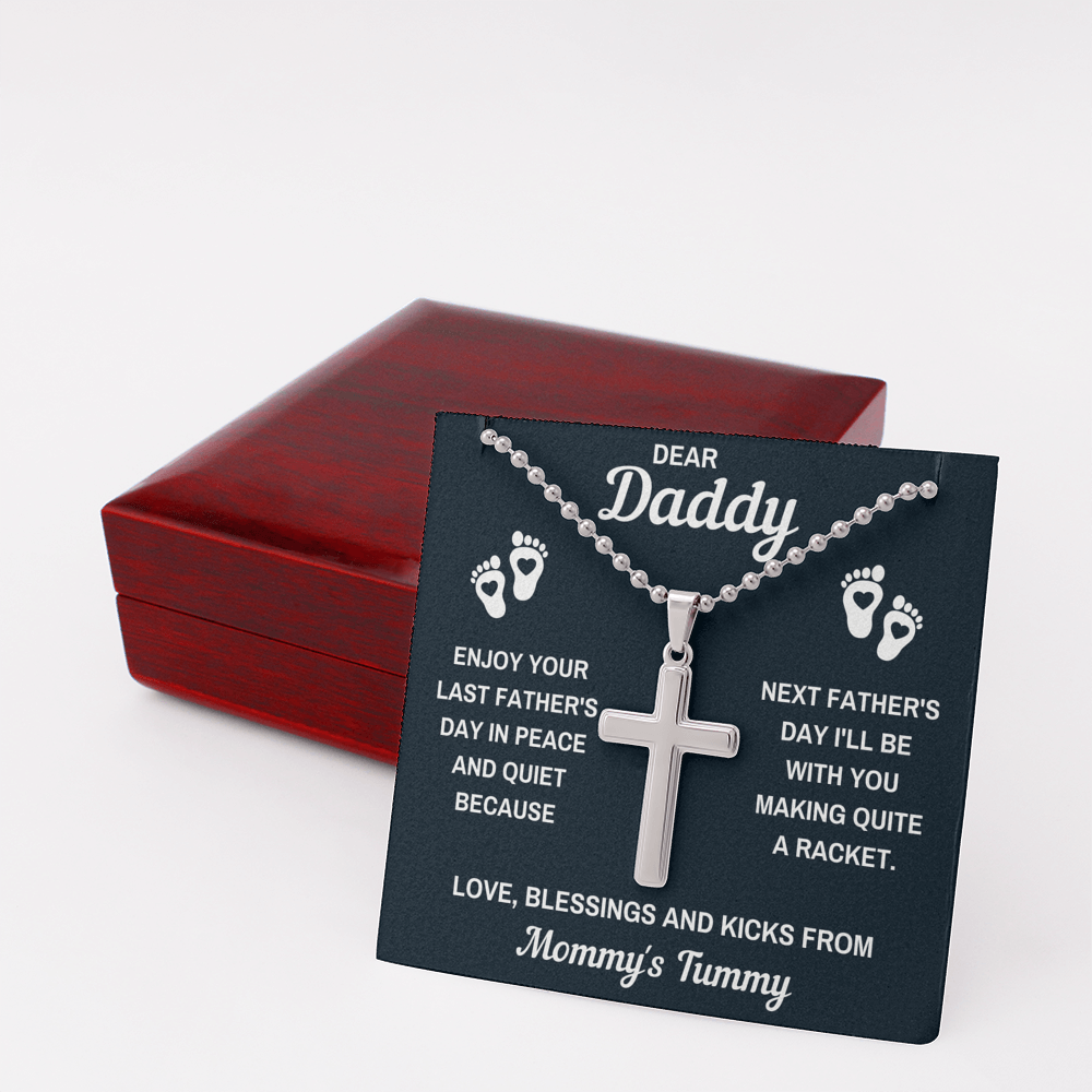 DEAR DADDY PEACE BLACK CROSS NECKLACE GIFT SET (BALL CHAIN) - ON CLOUD NINE GIFTS