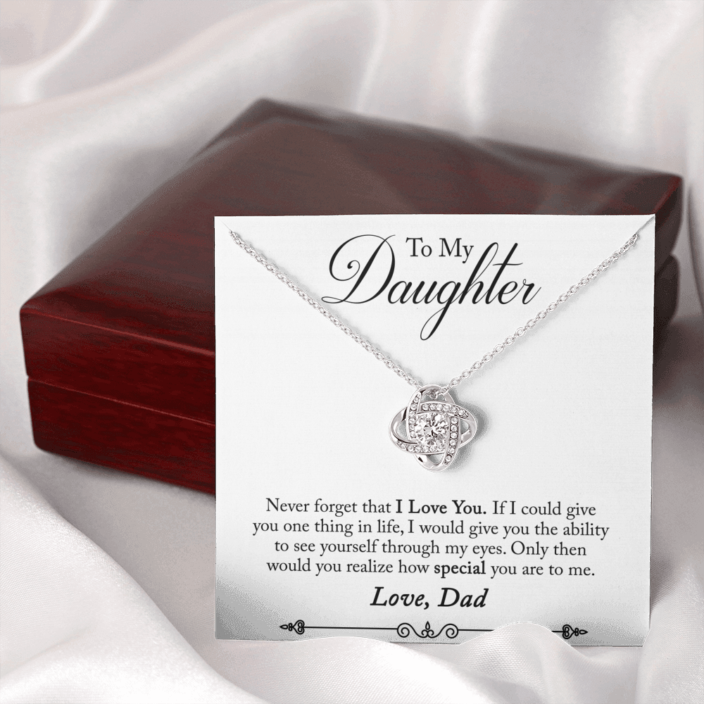 TO MY DAUGHTER "ONE THING - SO" LOVE KNOT NECKLACE GIFT SET - ON CLOUD NINE GIFTS
