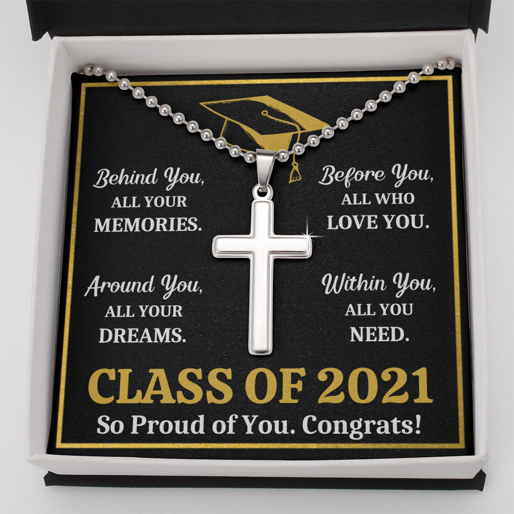 GRADUATION ALL YOU NEED CROSS NECKLACE GIFT SET (BALL CHAIN) - ON CLOUD NINE GIFTS